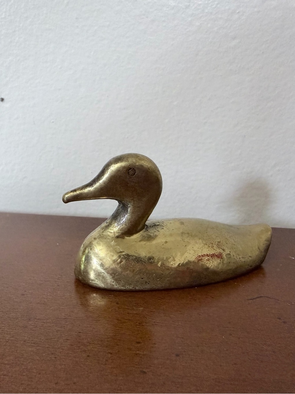Vintage Mini Solid Brass Mallard Duck Paper Weight Trinket Figure Mcm Cottage